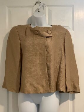 RARE! GIZZELLE CIAMPI FOR MAGALI VINTAGE SAMPLE. Tan/Gold Luxe Evening Jacket 8